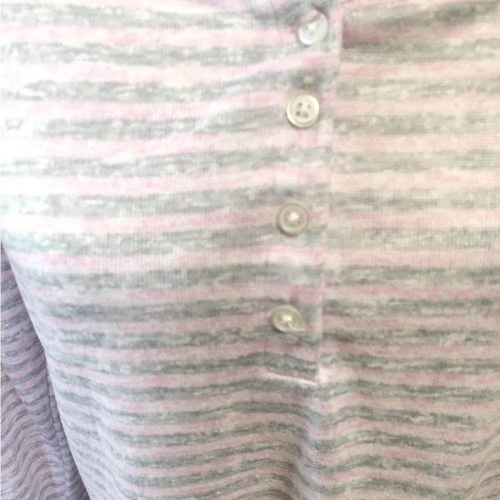 Laura ashley cozy Womens medium pink/grey striped pajamas .. so soft!! - Picture 3 of 6